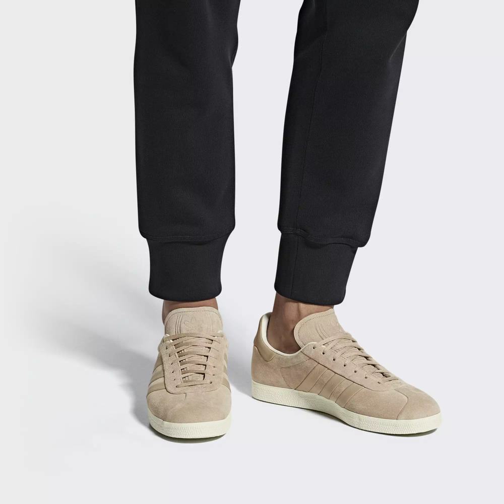 Adidas Gazelle Stitch-and-Turn Tenis Beige Para Hombre (MX-94383)